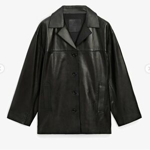 Massimo Dutti Dk Brown/Black Leather Jacket